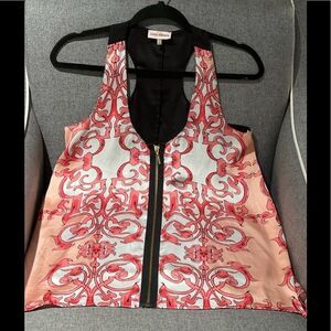 Caitlin Michelle sleeveless sheer shirt with zipper front